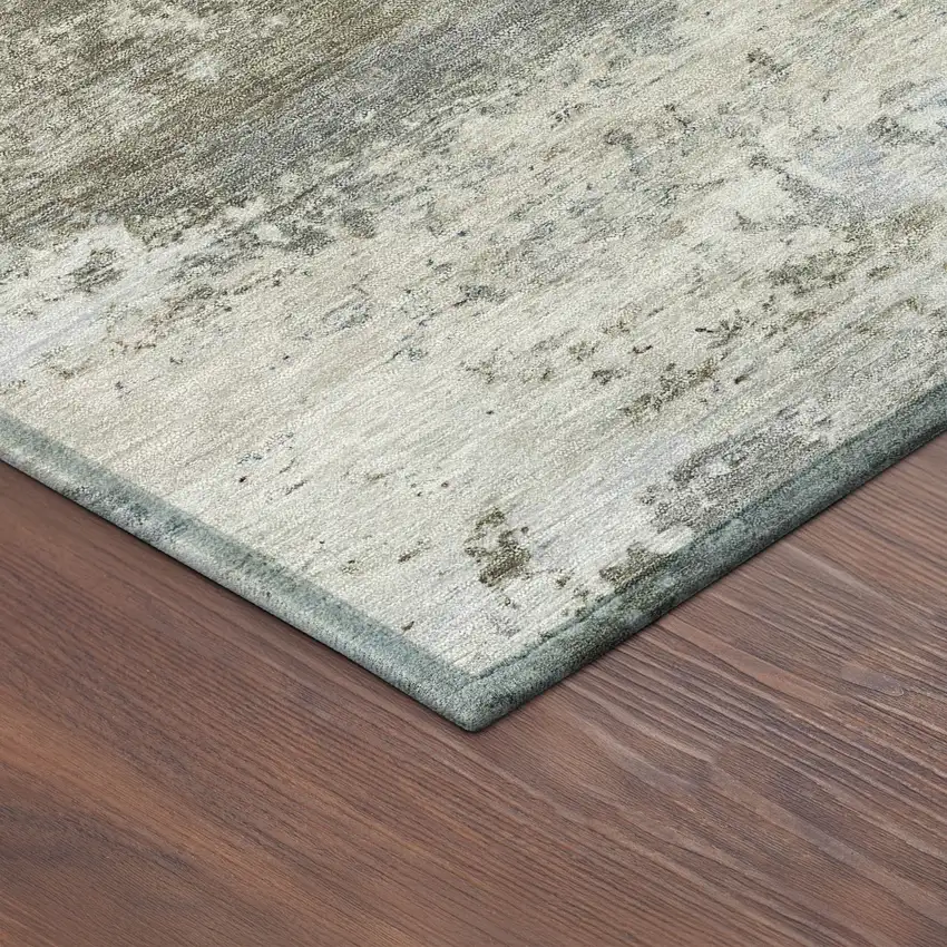 8' Tan And Beige Round Abstract Washable Indoor Outdoor Area Rug Photo 8