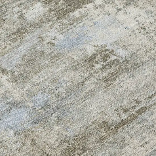 8' Tan And Beige Round Abstract Washable Indoor Outdoor Area Rug Photo 9