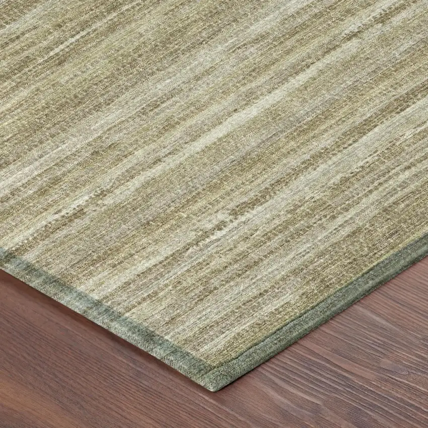 8' Tan And Brown Round Striped Washable Indoor Outdoor Area Rug Photo 5