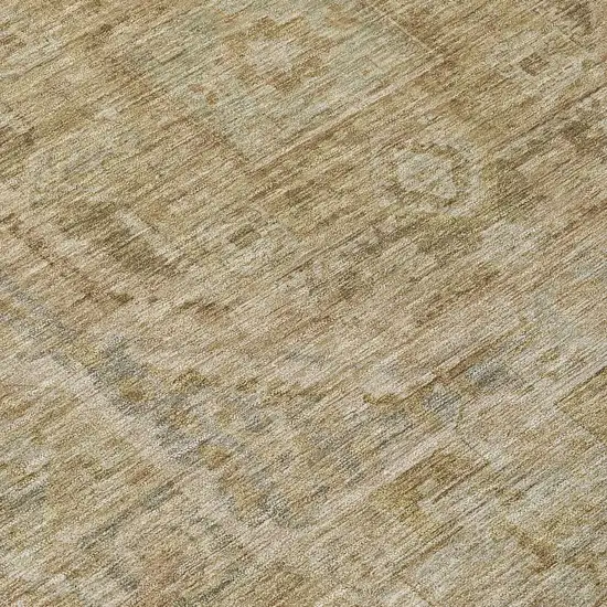 8' Tan And Gray Round Medallion Washable Indoor Outdoor Area Rug Photo 8