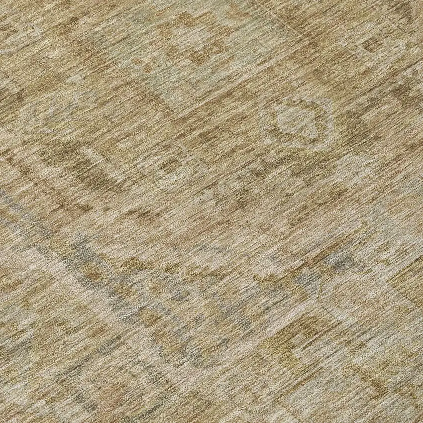 8' Tan And Gray Round Medallion Washable Indoor Outdoor Area Rug Photo 8