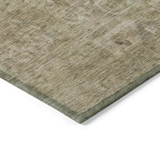 8' Tan And Gray Round Medallion Washable Indoor Outdoor Area Rug Photo 9