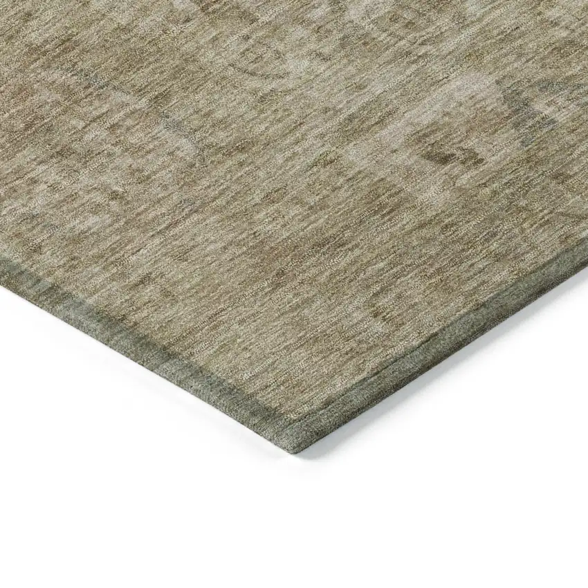 8' Tan And Gray Round Medallion Washable Indoor Outdoor Area Rug Photo 9