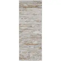 Photo of 8' Tan And Ivory Abstract Power Loom Distressed Runner Rug
