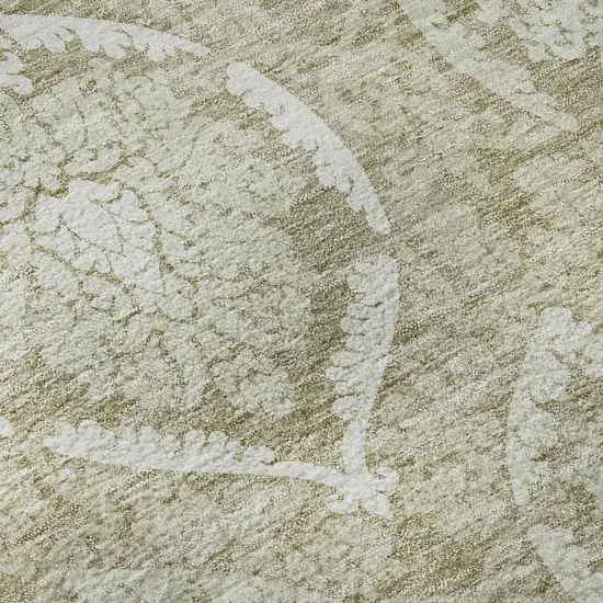 8' Tan And Ivory Medallion Washable Round Rug With UV Protection Photo 9