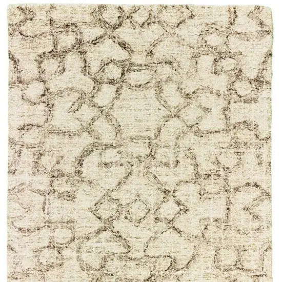 8' Tan And Ivory Wool Geometric Hand Tufted Runner Rug Photo 4