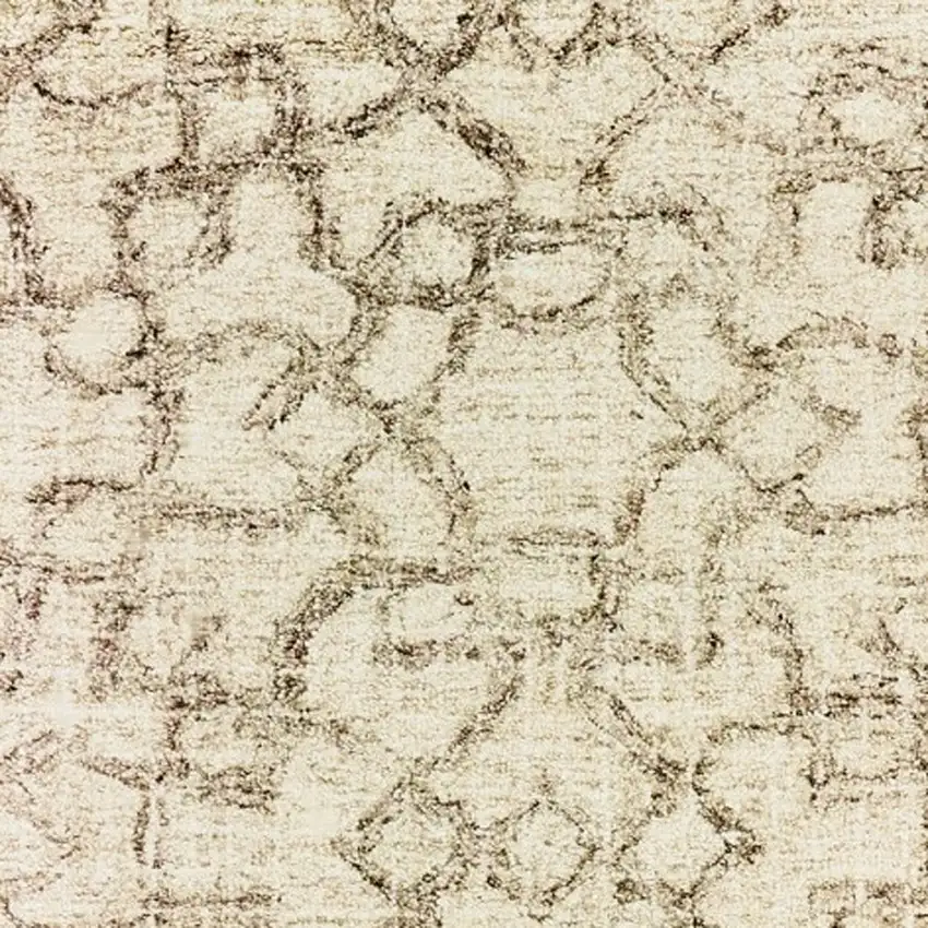 8' Tan And Ivory Wool Geometric Hand Tufted Runner Rug Photo 7