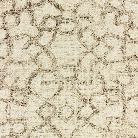 8' Tan And Ivory Wool Geometric Hand Tufted Runner Rug Photo 5
