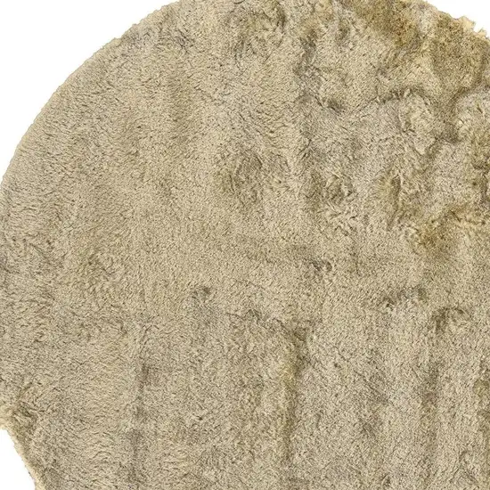 8' Taupe Shag Hand Tufted Round Rug Photo 4