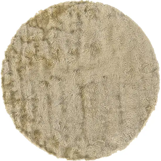 8' Taupe Shag Hand Tufted Round Rug Photo 5