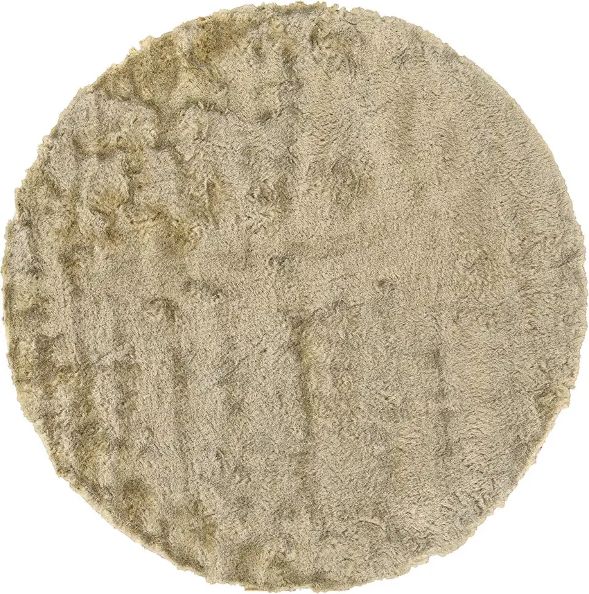 8' Taupe Shag Hand Tufted Round Rug Photo 5