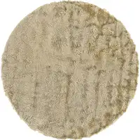 Photo of 8' Tan And Taupe Round Shag Tufted Handmade Area Rug