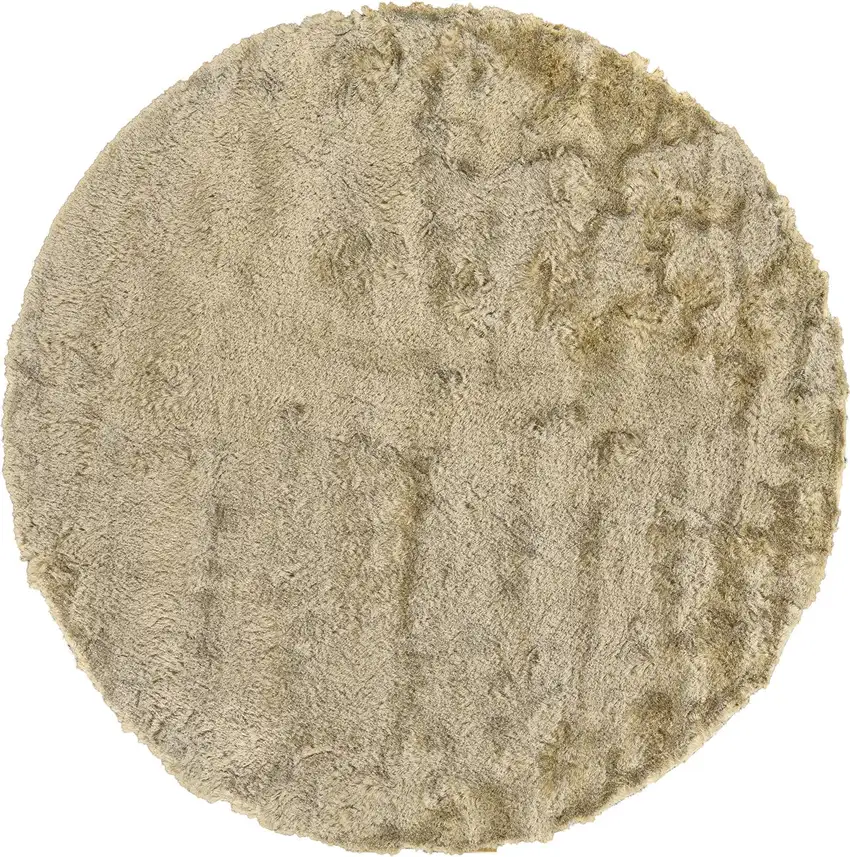 8' Tan And Taupe Round Shag Tufted Handmade Area Rug Photo 1