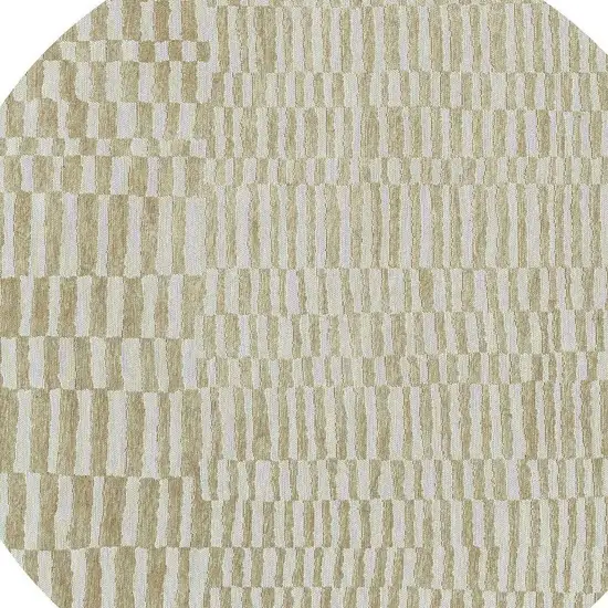 5' Tan And White Abstract Washable Round Rug With UV Protection Photo 3