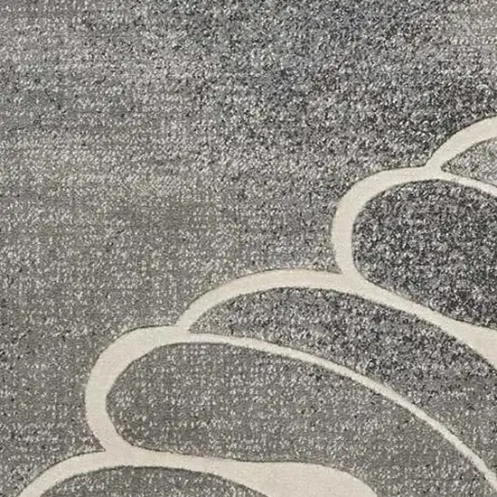 8' Tan Black and Ivory Floral Vines Non Skid Runner Rug Photo 3