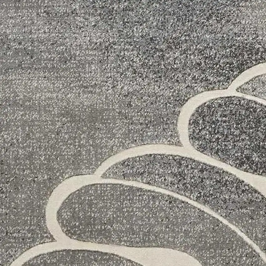 8' Tan Black and Ivory Floral Vines Non Skid Runner Rug Photo 3