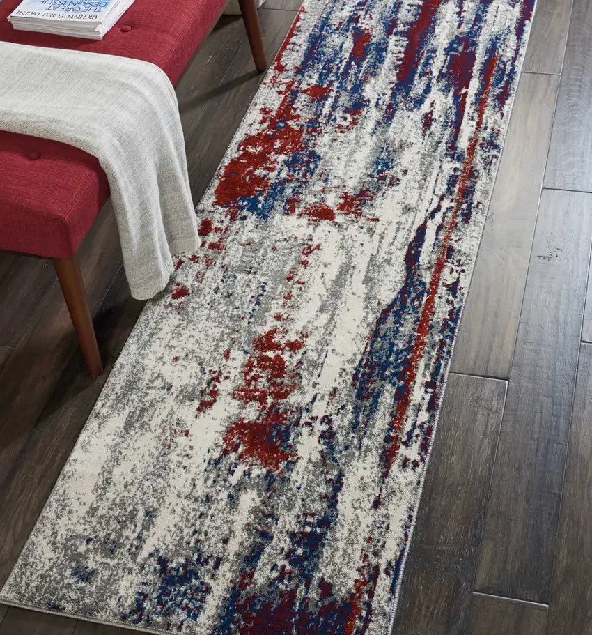 8' Tan Black and Ivory Floral Vines Non Skid Runner Rug Photo 7