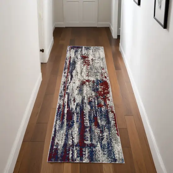 8' Tan Black and Ivory Floral Vines Non Skid Runner Rug Photo 2