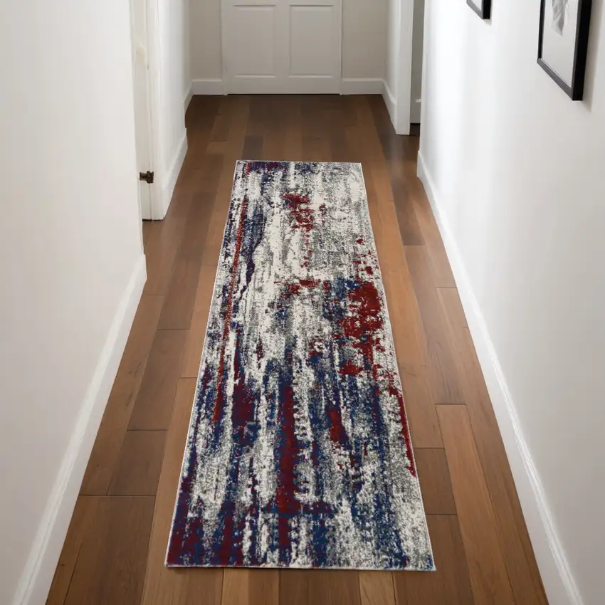 8' Tan Black and Ivory Floral Vines Non Skid Runner Rug Photo 2