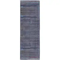 Photo of 8' Tan Blue And Pink Striped Power Loom Runner Rug