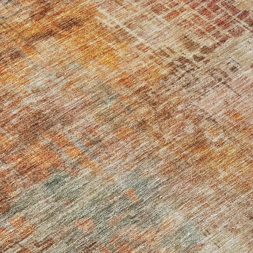 8' Tan Copper And Terra Cotta Round Abstract Washable Indoor Outdoor Area Rug Photo 8