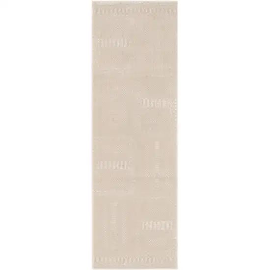 6' Tan Geometric Power Loom Runner Rug Photo 2