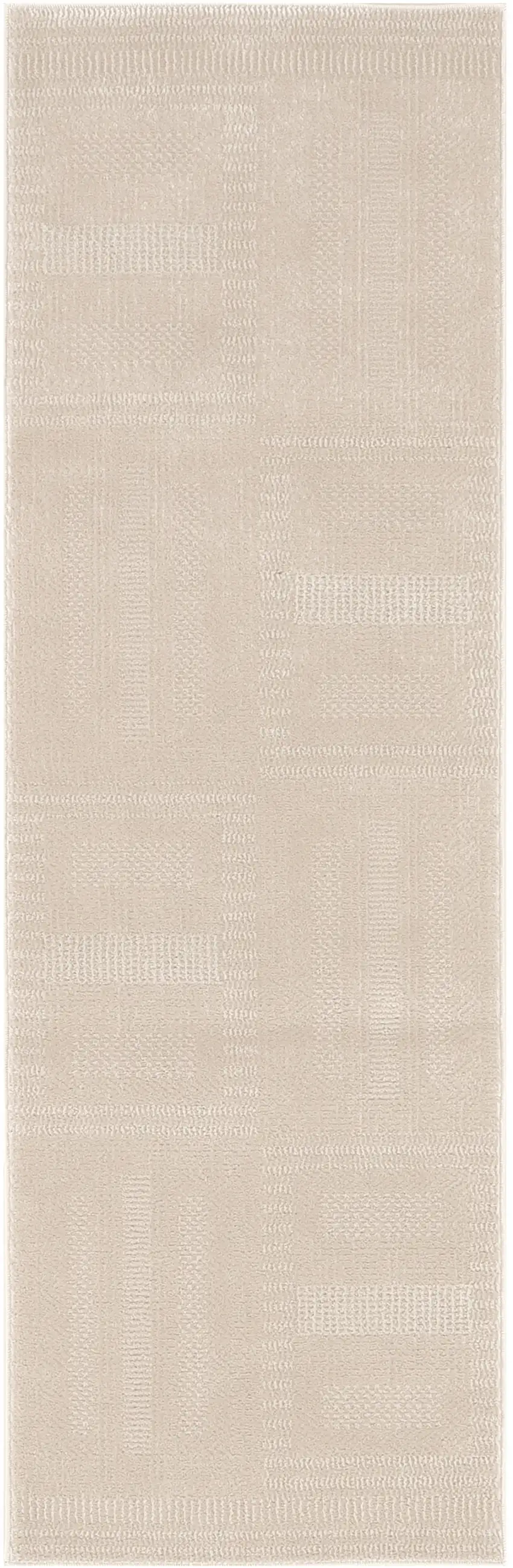 6' Tan Geometric Power Loom Runner Rug Photo 2