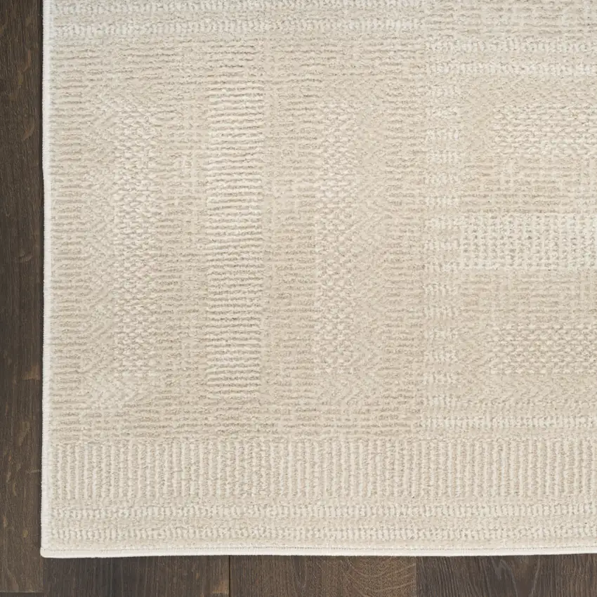 6' Tan Geometric Power Loom Runner Rug Photo 8