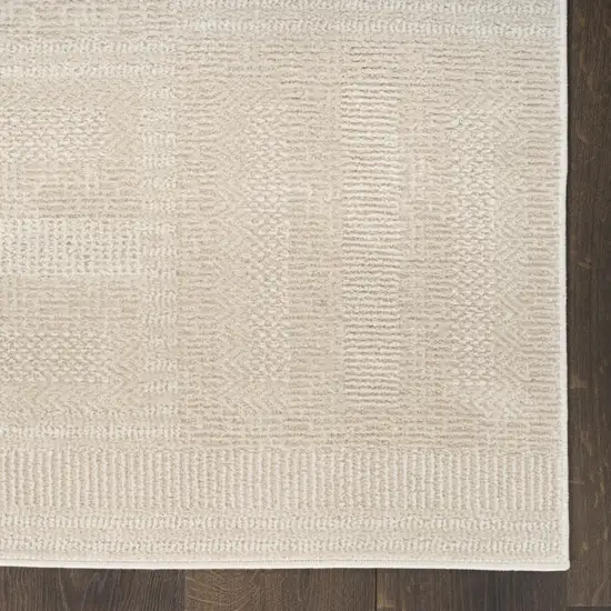 6' Tan Geometric Power Loom Runner Rug Photo 7