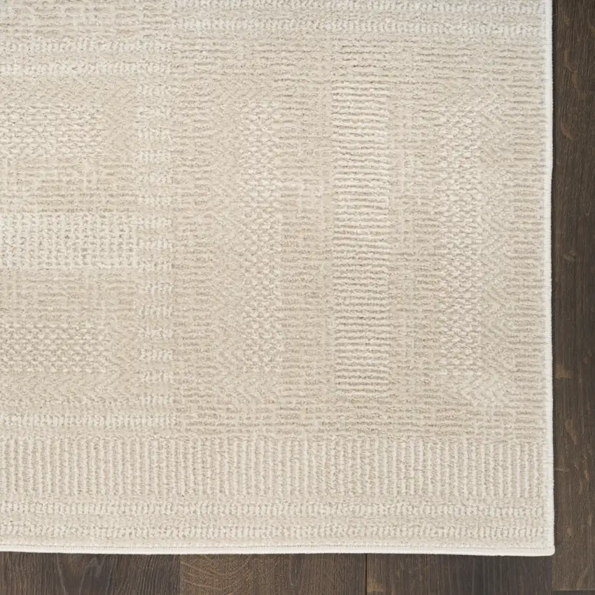 6' Tan Geometric Power Loom Runner Rug Photo 7
