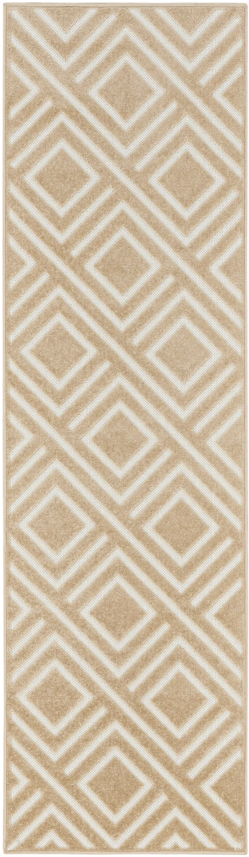6' Tan Geometric Runner Rug Photo 2