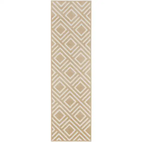 6' Tan Geometric Runner Rug Photo 2