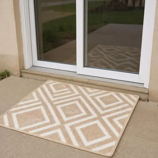 6' Tan Geometric Runner Rug Photo 1