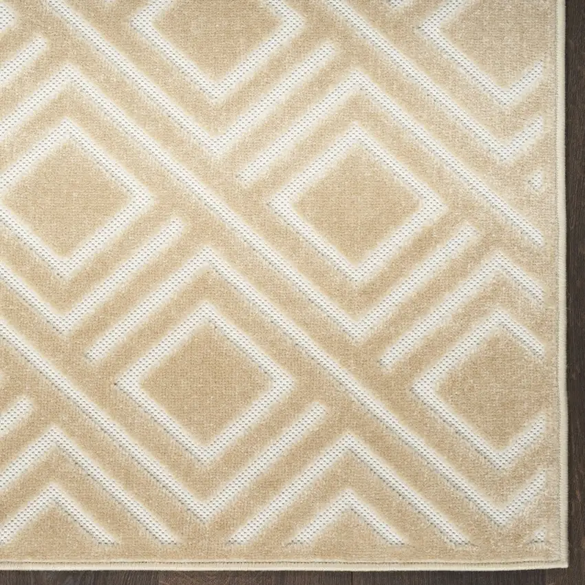 6' Tan Geometric Runner Rug Photo 7