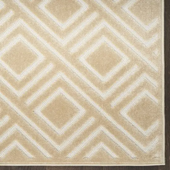 6' Tan Geometric Runner Rug Photo 7