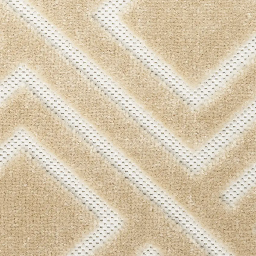 6' Tan Geometric Runner Rug Photo 9
