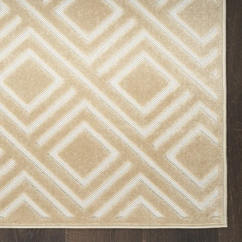6' Tan Geometric Runner Rug Photo 8