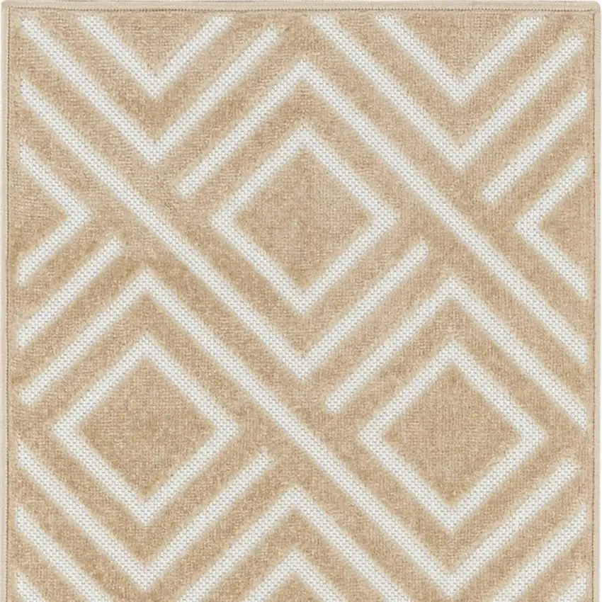 6' Tan Geometric Runner Rug Photo 4