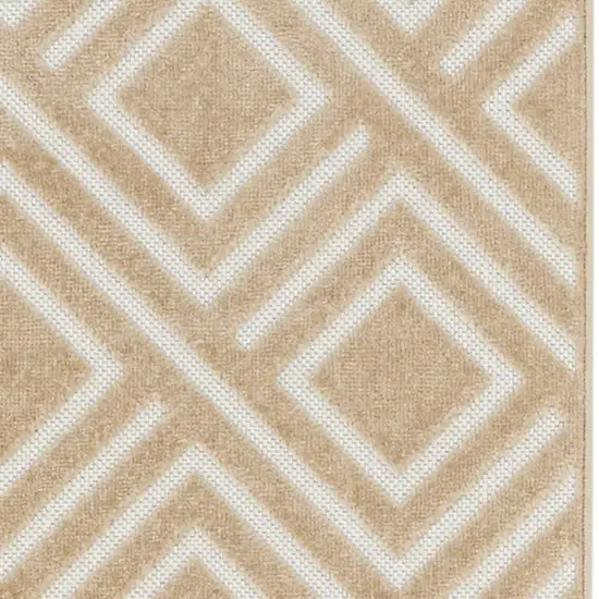 6' Tan Geometric Runner Rug Photo 3