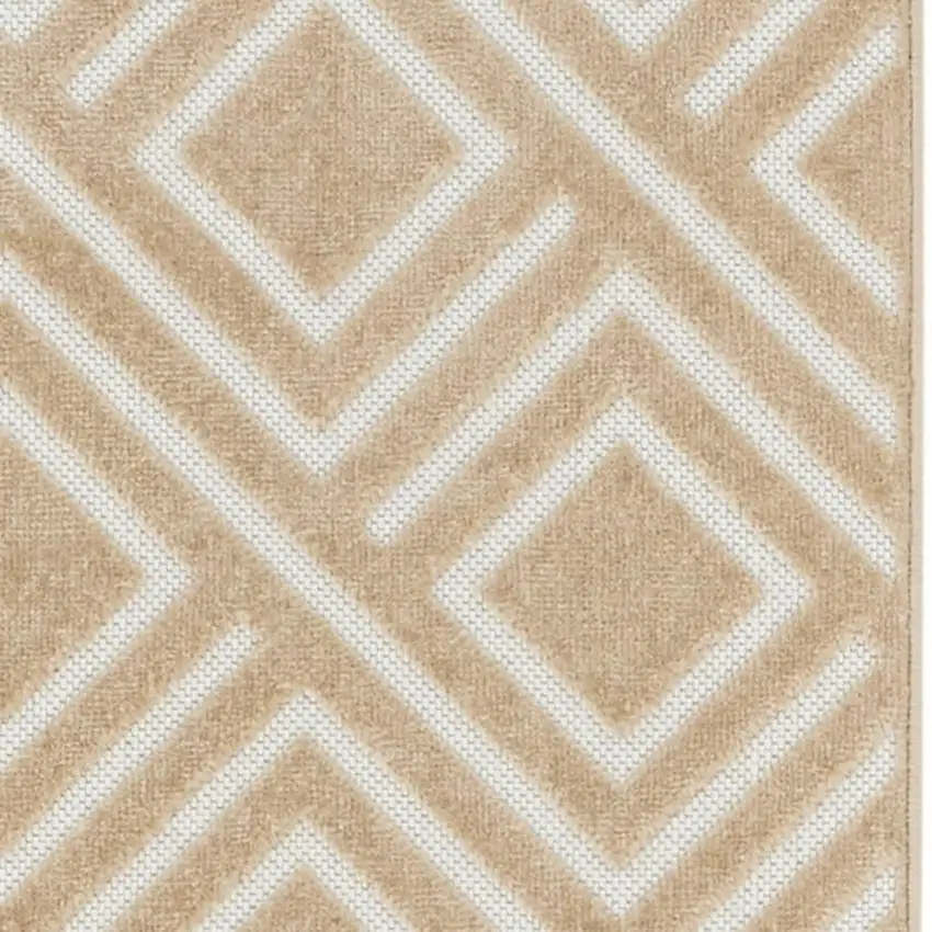 6' Tan Geometric Runner Rug Photo 3