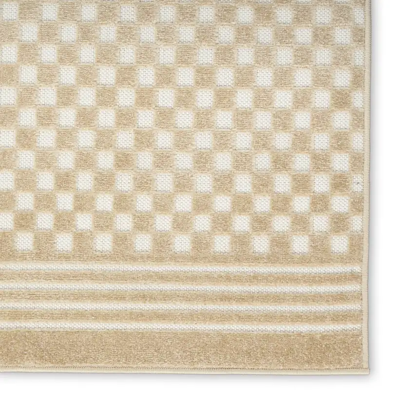 6' Tan Geometric Runner Rug Photo 8