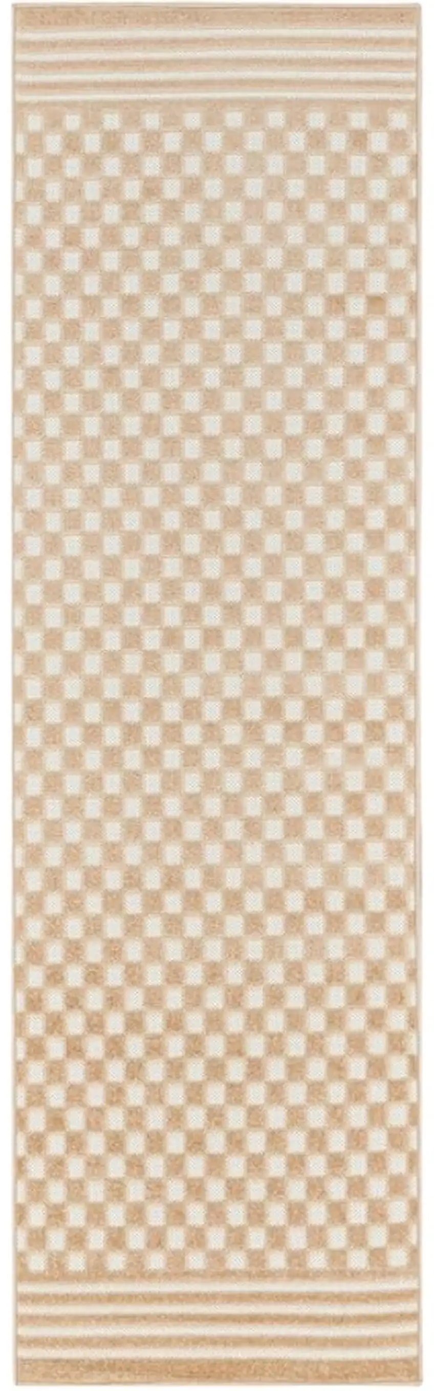 6' Tan Geometric Runner Rug Photo 1