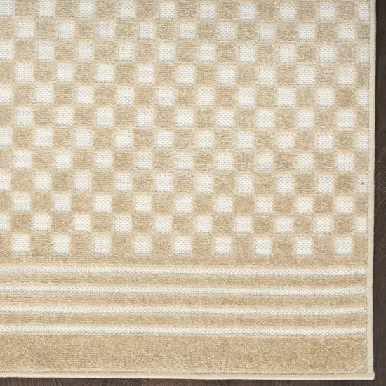 6' Tan Geometric Runner Rug Photo 6