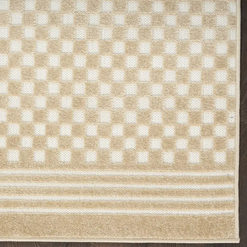 6' Tan Geometric Runner Rug Photo 6