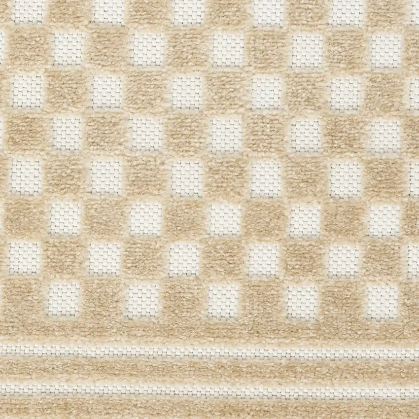 6' Tan Geometric Runner Rug Photo 6