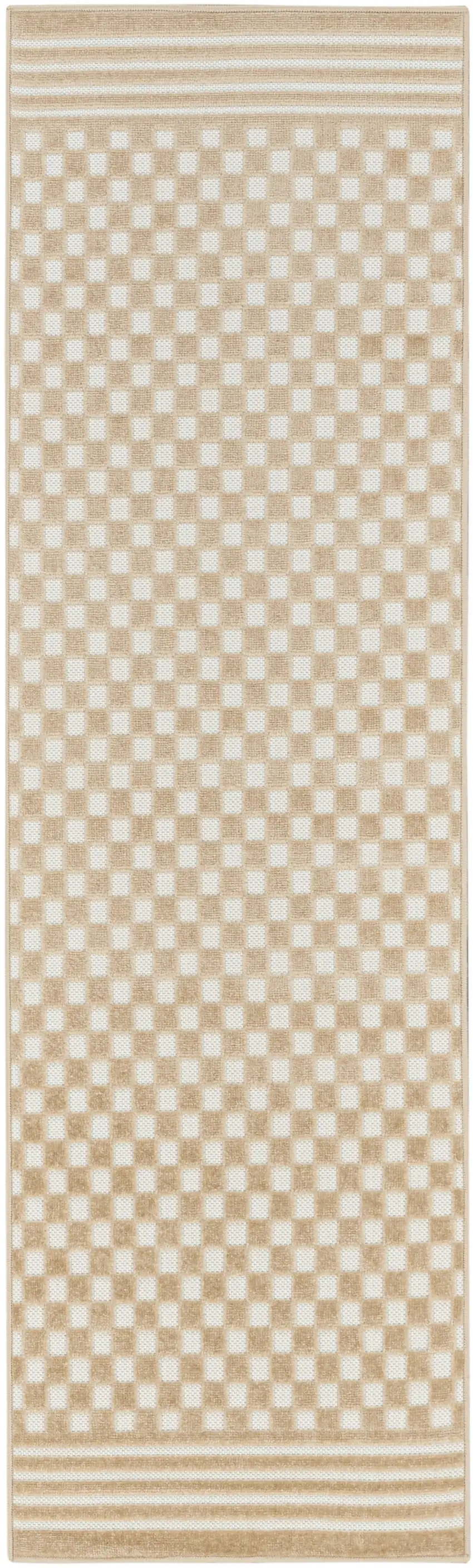 6' Tan Geometric Runner Rug Photo 1
