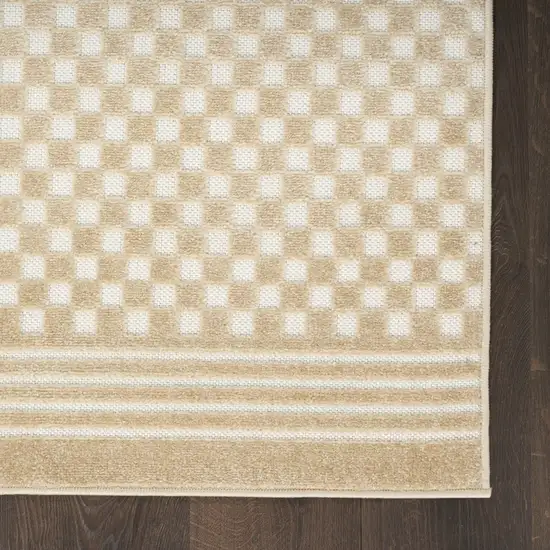 6' Tan Geometric Runner Rug Photo 9