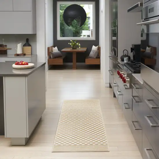 6' Tan Geometric Runner Rug Photo 5