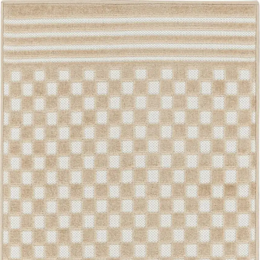 6' Tan Geometric Runner Rug Photo 4