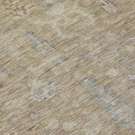 8' Tan Gray And Brown Round Oriental Washable Indoor Outdoor Area Rug Photo 9